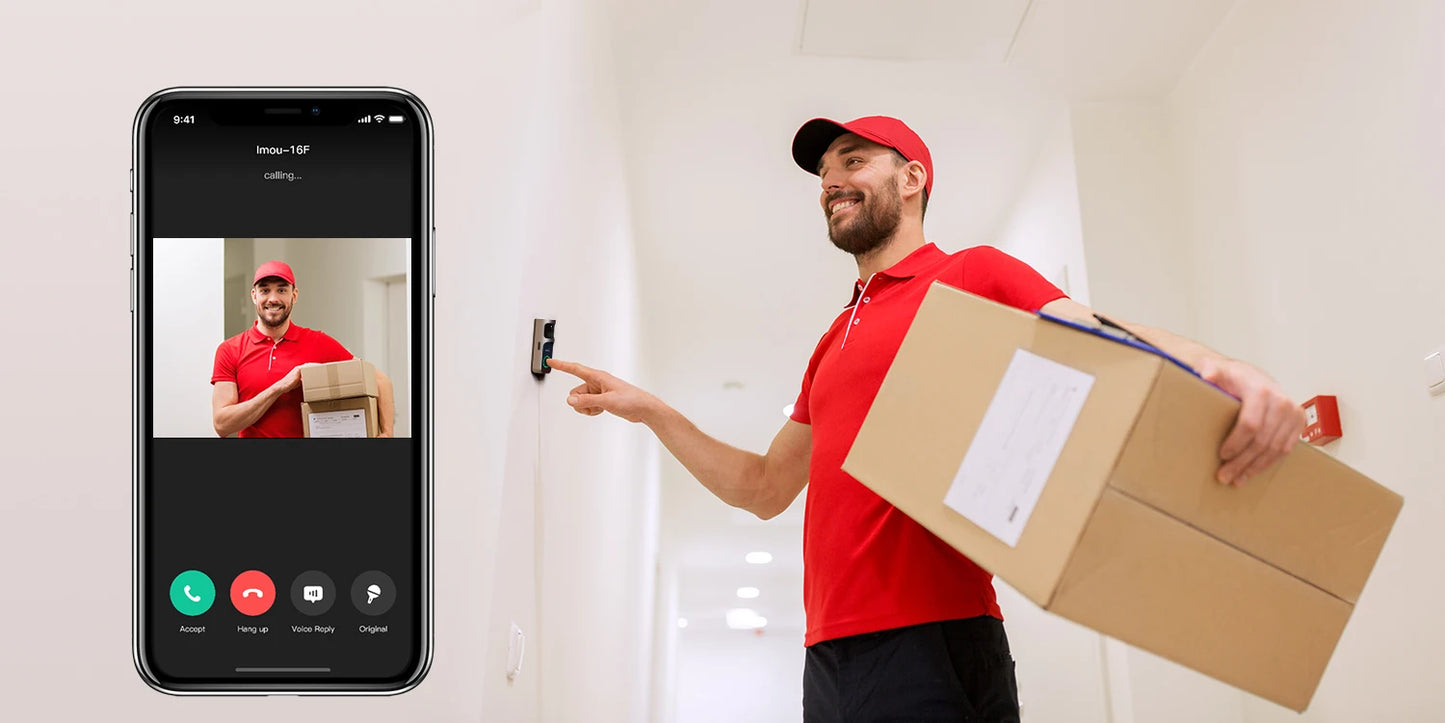 IMOU Video Doorbell 2S – 5000mAh Rechargeable Battery, 30° Pan Lens, Human Detection, Two-Way Talk, Waterproof, 100% Wire-Free with Chime