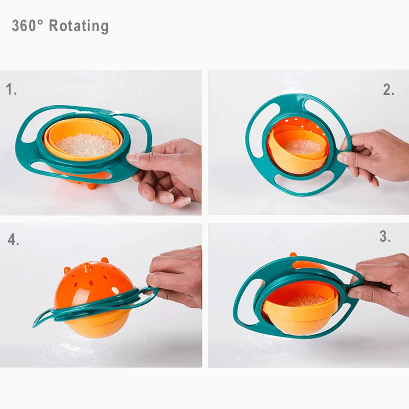 Universal Gyro Bowl - 360° Rotating Spill Proof Baby Feeding Dish & Balance Training Toy for Children