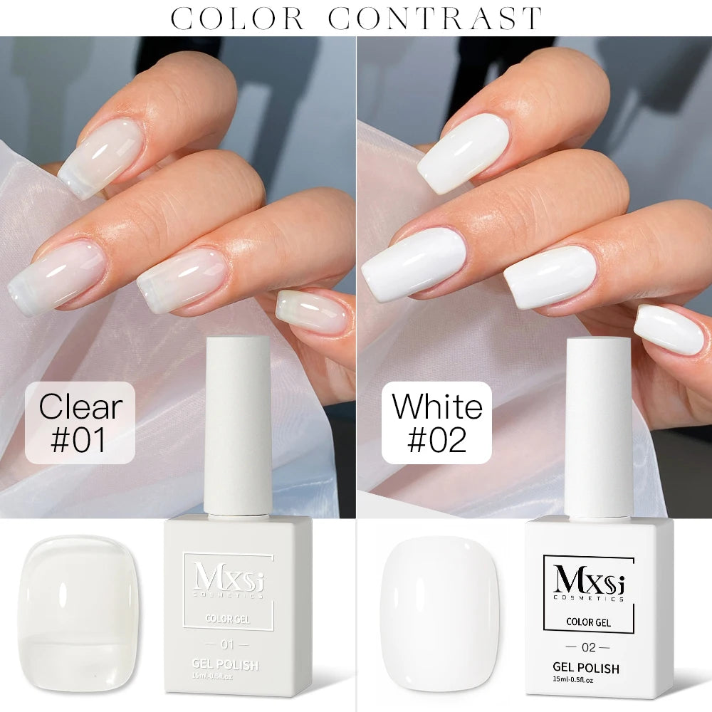 Mxsi 15ml Gel Nail Polish - Neon Brown, Royal Blue, Red, Green & Nude UV Gel Lacquer Colors for Nail Art