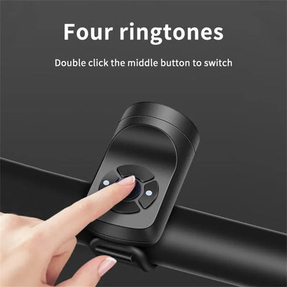 USB Rechargeable Electric Bike Bell & Motorcycle Horn – 4 Modes Mountain Bicycle Anti-Theft Alarm Cycling Accessory with Loud Sound Alert