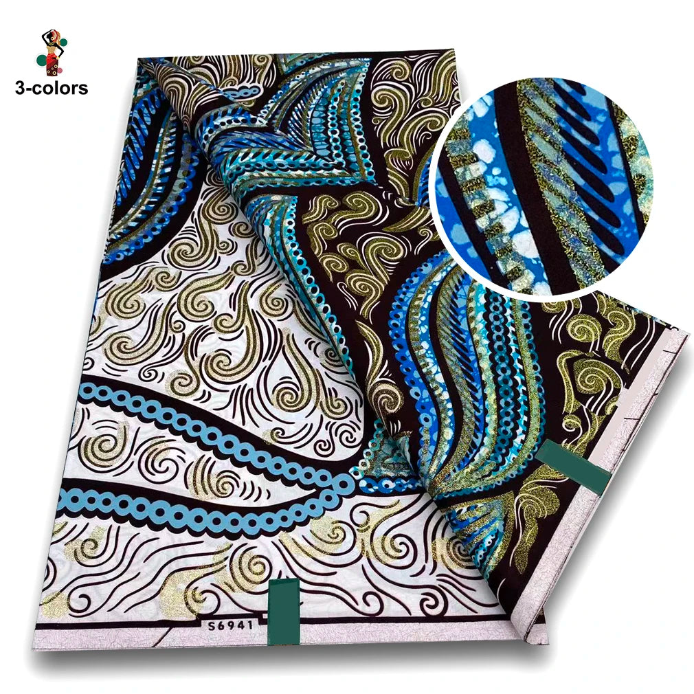 100% Cotton African Wax Print Fabric - Soft Golden Ankara Pagne for Nigerian Fashion & Traditional Wear