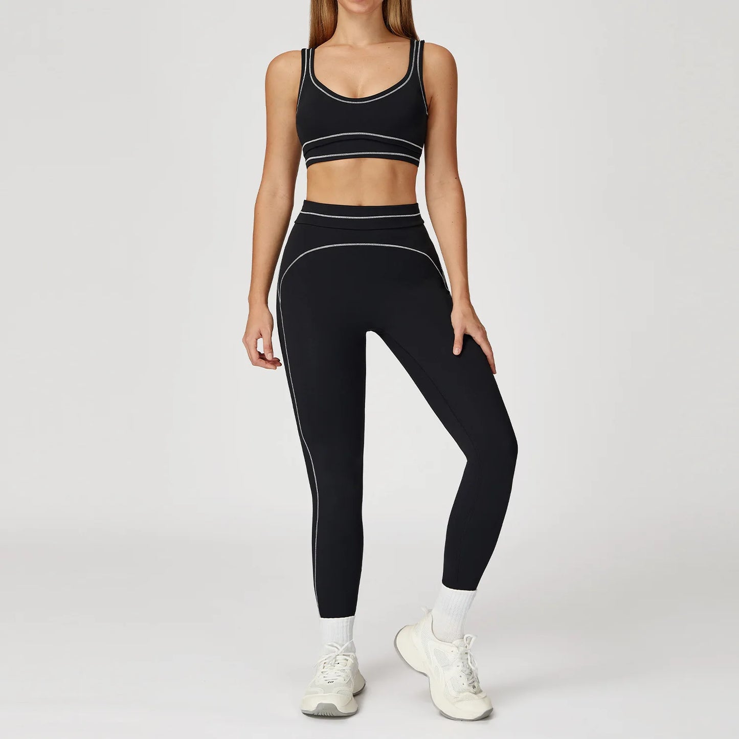 Women’s 2-Piece Fitness Yoga Set, Gym Running Tracksuit, Push-Up Sportswear Leggings, Athletic Workout Outfit