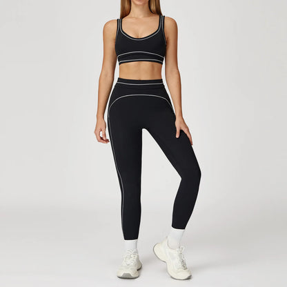 Women’s 2-Piece Fitness Yoga Set, Gym Running Tracksuit, Push-Up Sportswear Leggings, Athletic Workout Outfit