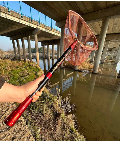 JOSBY Telescopic Foldable Fishing Net – 2.1M/3M/4M Lightweight Carbon Fiber Landing Net for Carp & Sea Fishing