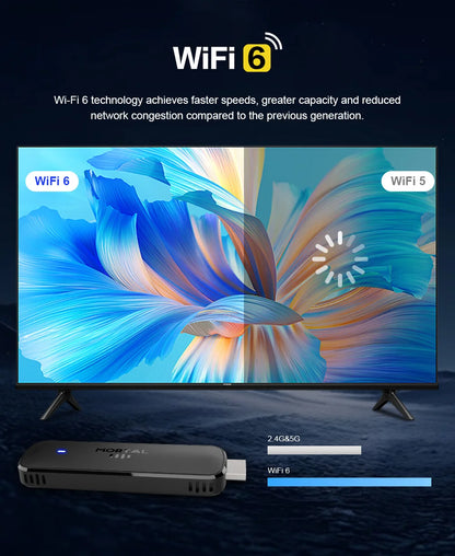 Mortal Q8 Android TV Stick Global Version – Android 14, 8K/4K Streaming, WiFi 6, Voice Remote, Netflix & YouTube Compatible