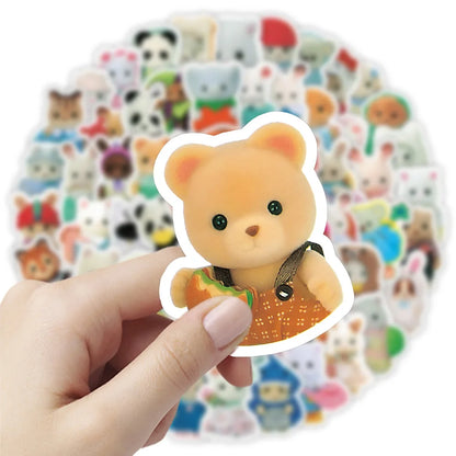 100/200pcs Calico Critters Stickers — Waterproof Cartoon Decals for Laptops, Scrapbooks, Skateboards & Kids’ Decor