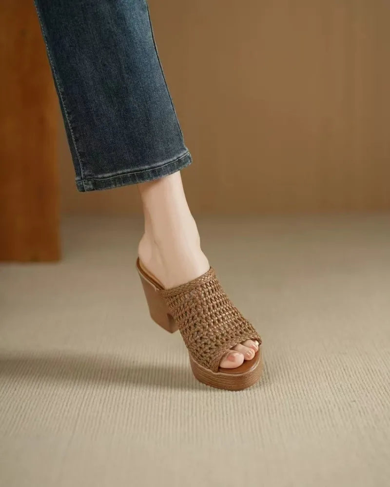 Women’s Platform High Heel Summer Sandals – Thick Sole Casual Slip-On Shoes
