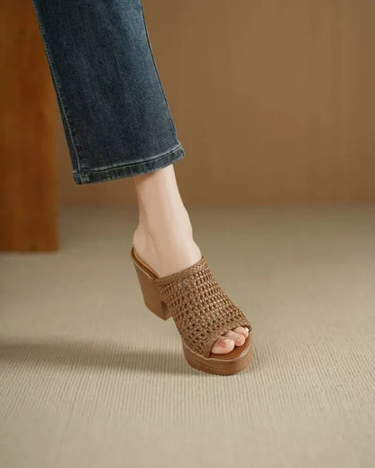 Women’s Platform High Heel Summer Sandals – Thick Sole Casual Slip-On Shoes