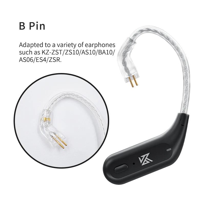 KZ AZ09 Bluetooth 5.2 Module - Wireless HiFi Ear Hook Upgrade Cable with Charging Case