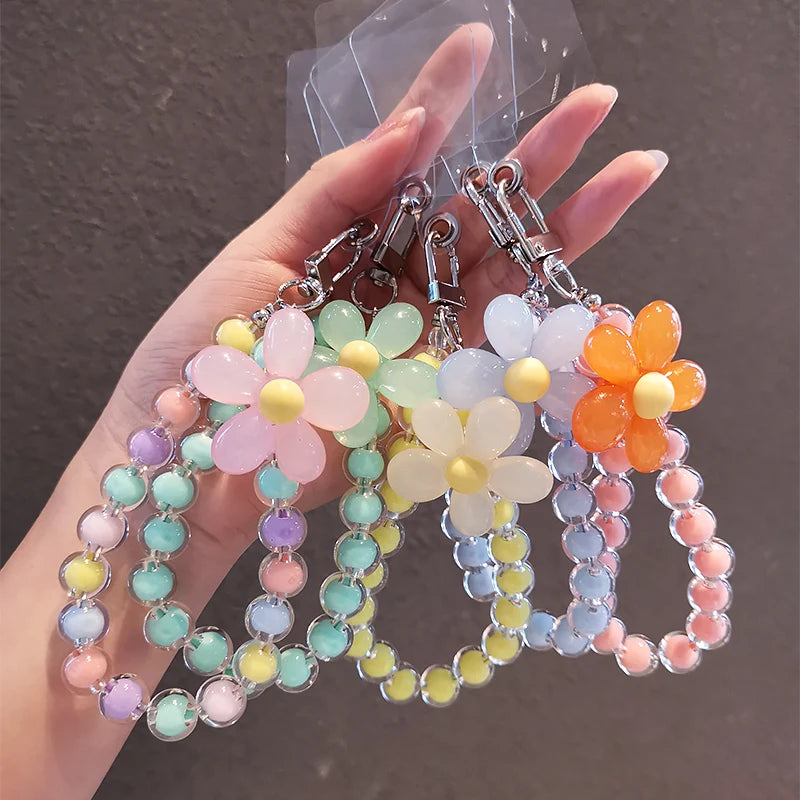 Phone Anti-Lost Lanyard - Colorful Macaron Round Bead Pendant, Women's Handheld Wrist Chain for Mobile Phones