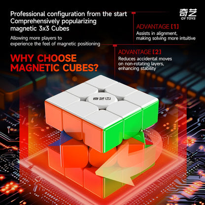 QiYi Warrior 3x3 Magnetic Magic Cube - UV-Coated Educational Speed Puzzle for Kids and Puzzle Enthusiasts
