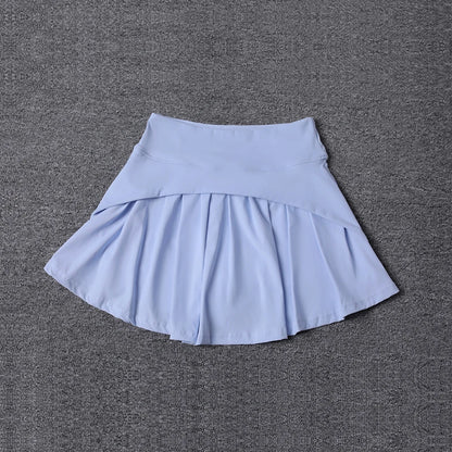 2024 Summer Women’s Anti-Glare Pleated Skirt – High Waist Ice Sports Short A-Line Half Skirt with Elastic Waist