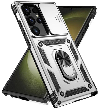 Rotating Camera Lens Armor Case - Military Grade Protective Cover for Samsung Galaxy S20-S25 Series & Note Models