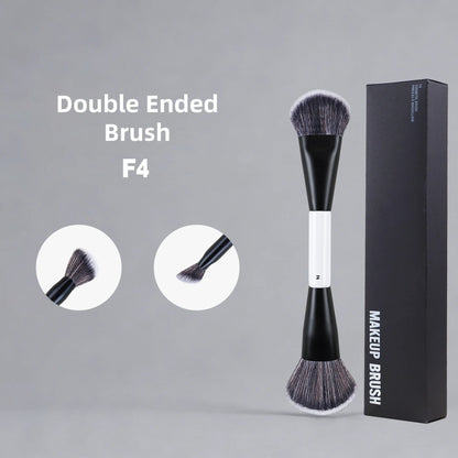 Dual-Ended Foundation Makeup Brush - F1 Blush, F2 Contour & F4 Powder Brush Set with Box