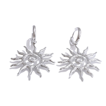 Stainless Steel Sun Drop Necklace & Hoop Earrings Set – Tarnish-Resistant Charm Jewelry for Women Gift