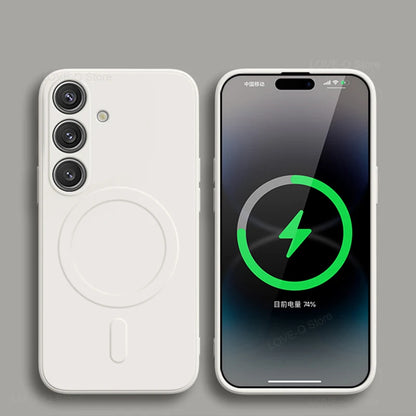 MagSafe Magnetic Silicone Case - Soft Wireless Charging Cover for Samsung Galaxy S26 S25 S24 S23 Ultra Plus FE