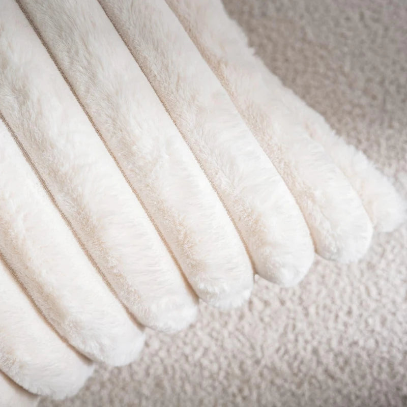 Faux Rabbit Fur Square Cushion Cover – Thick Striped Super Soft Solid Color Pillow, 45x45cm Sofa Decor