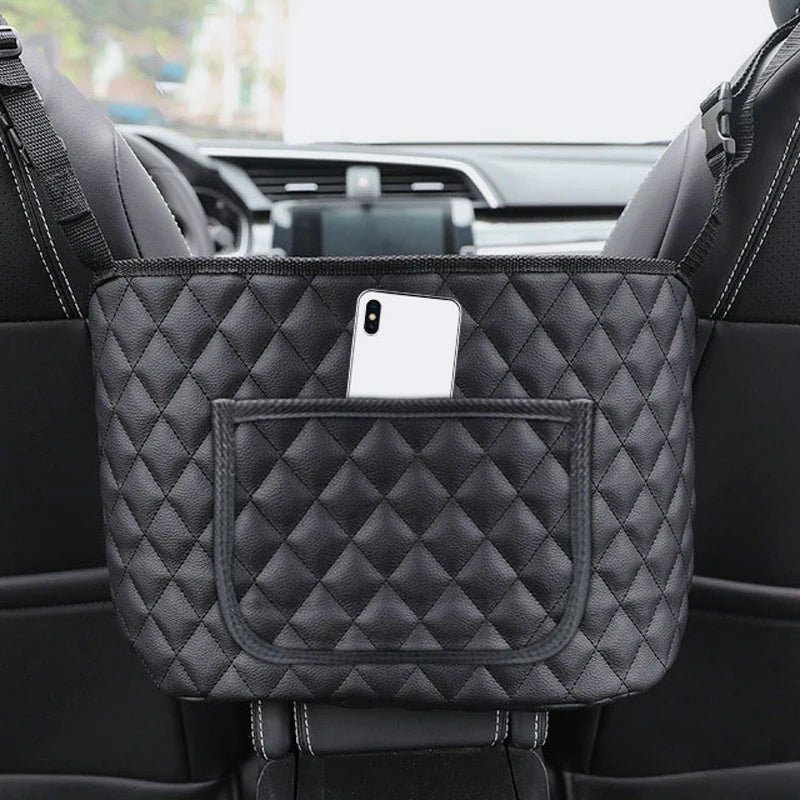 SEAMETAL PU Leather Car Handbag Holder - Seat Back Hanging Storage Organizer for Auto Interior