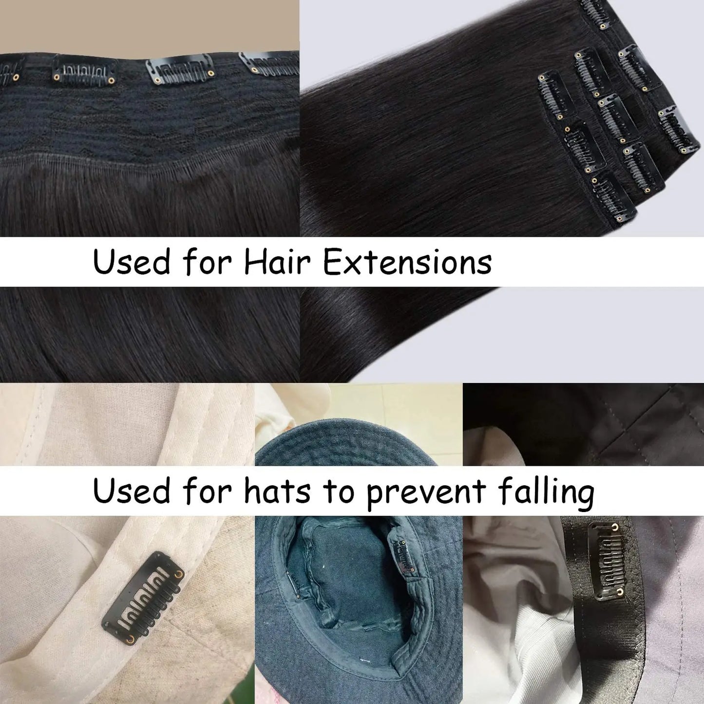 50Pcs Wig Clips Snap Clips - 2.3cm-3.6cm Black & Brown Hair Extension Weft Clips for Wig Styling & Hair Tools