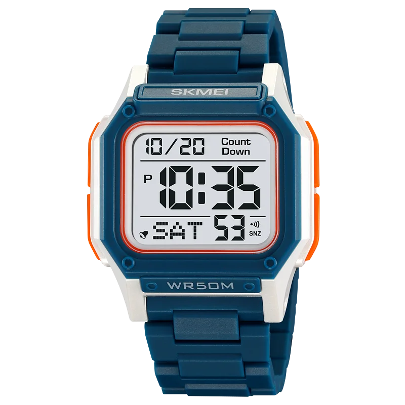 SKMEI Men’s Waterproof Sport Watch – Digital Wristwatch with Countdown, Stopwatch & Dual Time Display