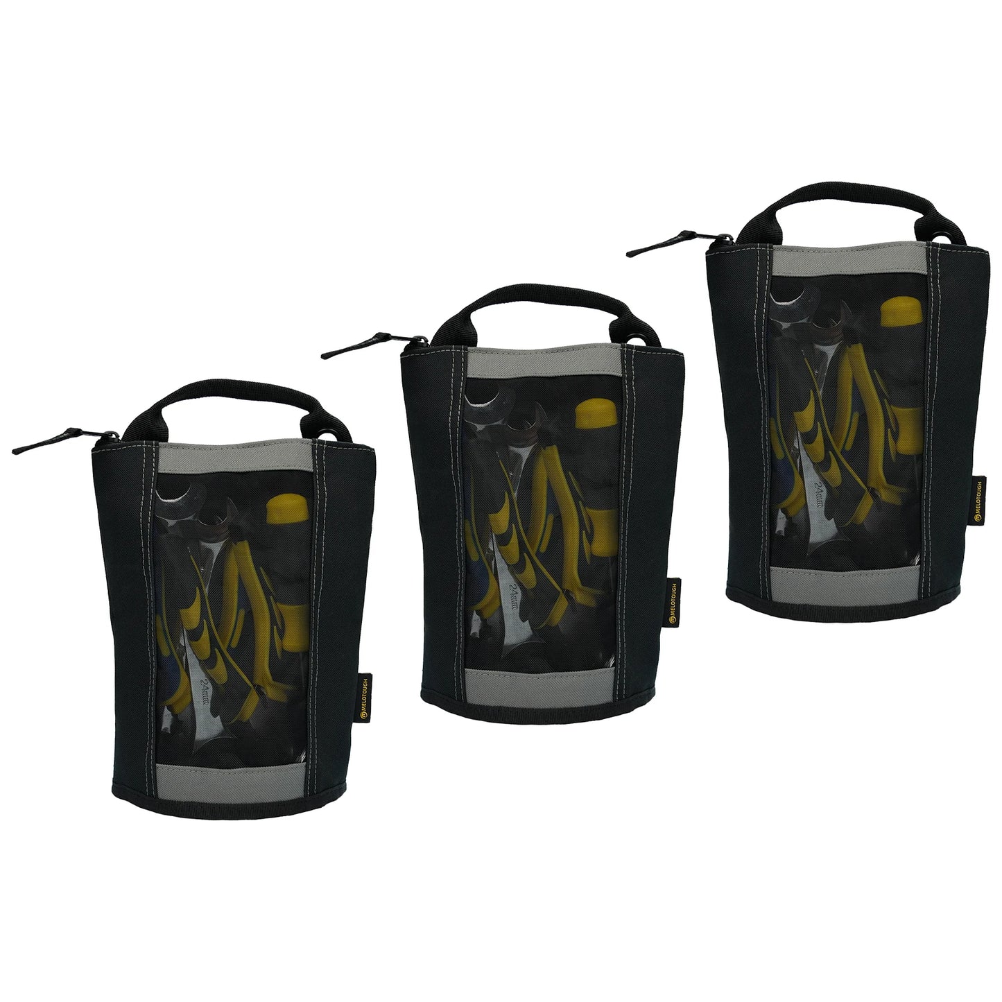 MELOTOUGH Canvas Tool Pouch | 2-Pack Zipper Bags with Mesh Window & Hanging Grommets