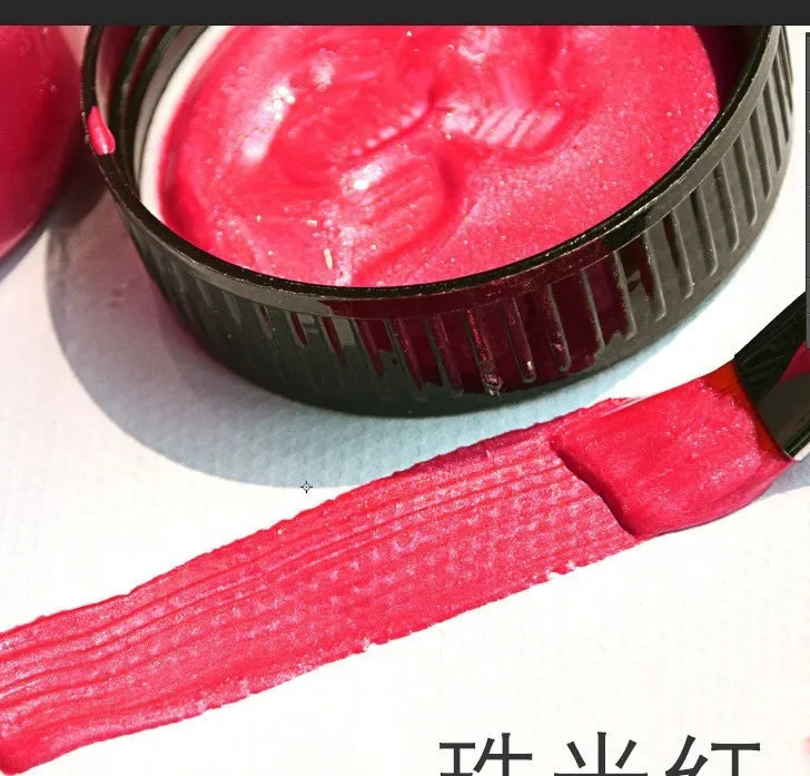 60/100ml Golden Acrylic Paint – Metal Pearlescent Waterproof Non-Fading Gypsum Glue for DIY Hand Painting