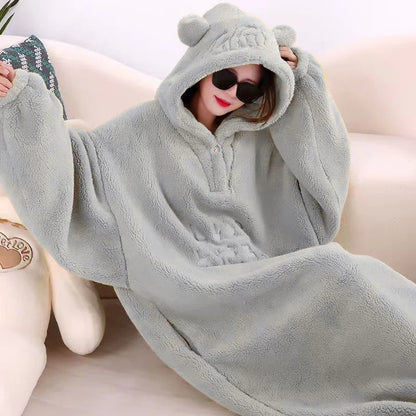 WASART Winter Hooded Fleece Blanket – Ultra Plush Oversized Sweater Blanket with Sleeves, Warm Flannel for Outdoor Use
