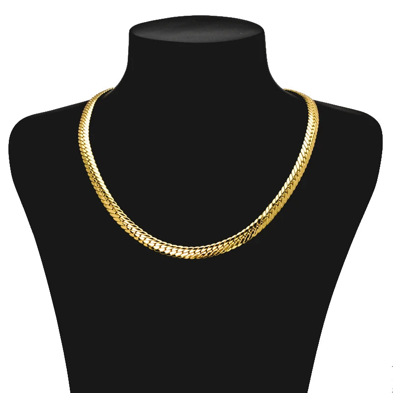 Sunny Jewelry Gold Plated Copper Snake Chain Necklace for Men & Women - Italy 750, High Quality for Daily Wear & Gifts
