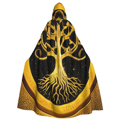 Tree of Life Celtic Cloak – Hooded Medieval Costume for Adults, Witch, Wicca, Vampire & Elf Purim Carnival Party