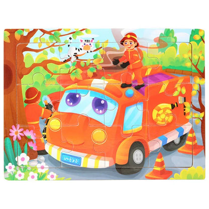 30PCS Montessori Wooden 3D Cartoon Animal Puzzle – Educational Jigsaw Board Game for Kids