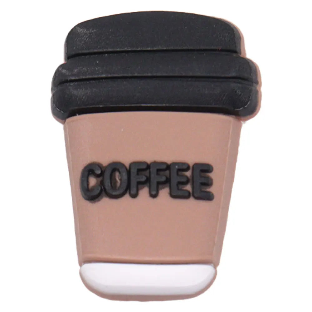Single PVC Shoe Charm – Kawaii Black Coffee Heart Garden Button for Shoes & Wristbands
