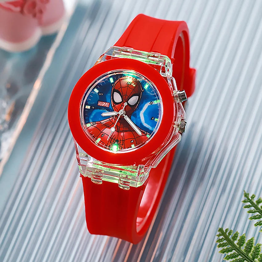 Spider-Man Kids Flash Light Watch - Silicone Strap Cartoon Digital Toy Clock Gift for Boys