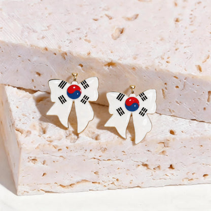 4th of July Patriotic Flag Earrings - Red White Blue American Dangle Jewelry Gift for Women