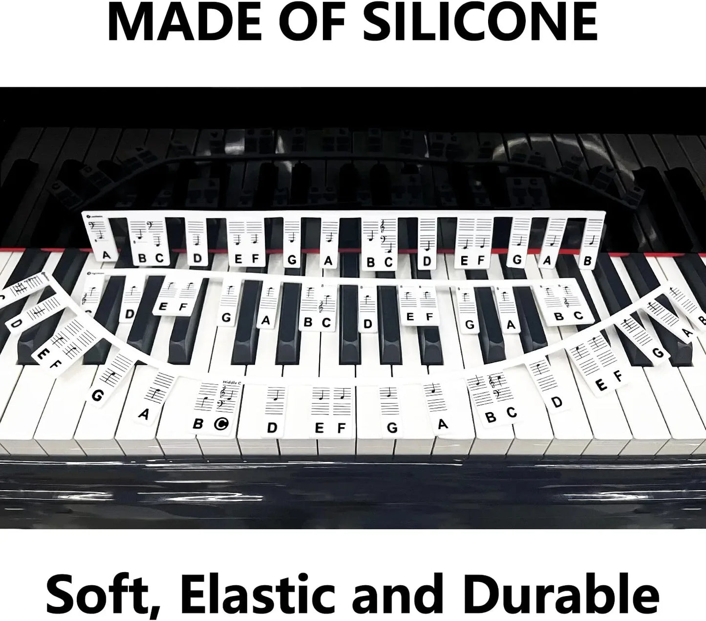 Piano Keyboard Stickers - Removable Silicone Note Labels for 88/61 Key Beginner Piano Learning