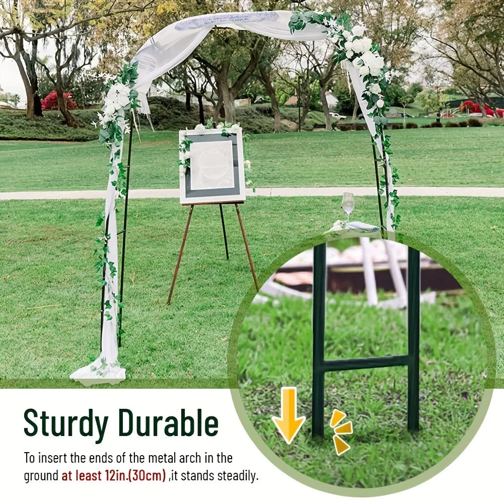 100 Inch Metal Garden Arch – Heavy Duty Steel Frame with Gothic Style, Wedding Arch for Lawn & Rock Climbing
