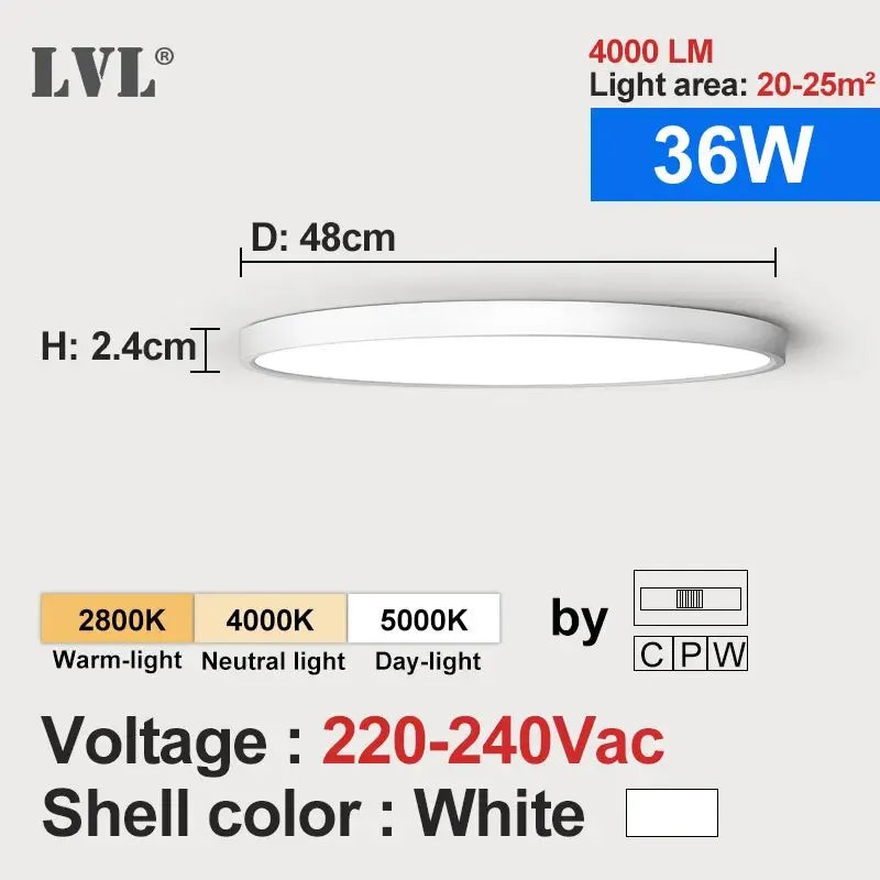 LVL LED Ceiling Light – 3-in-1 Wood Grain & White Round Flush Lamp for Kitchen, Bedroom & Bathroom