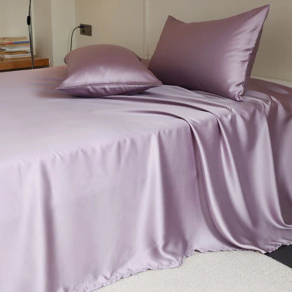 100% Mulberry Silk Bed Sheet Set - Luxury Silk Bedding with Fitted Sheet, Flat Sheet & Pillowcases