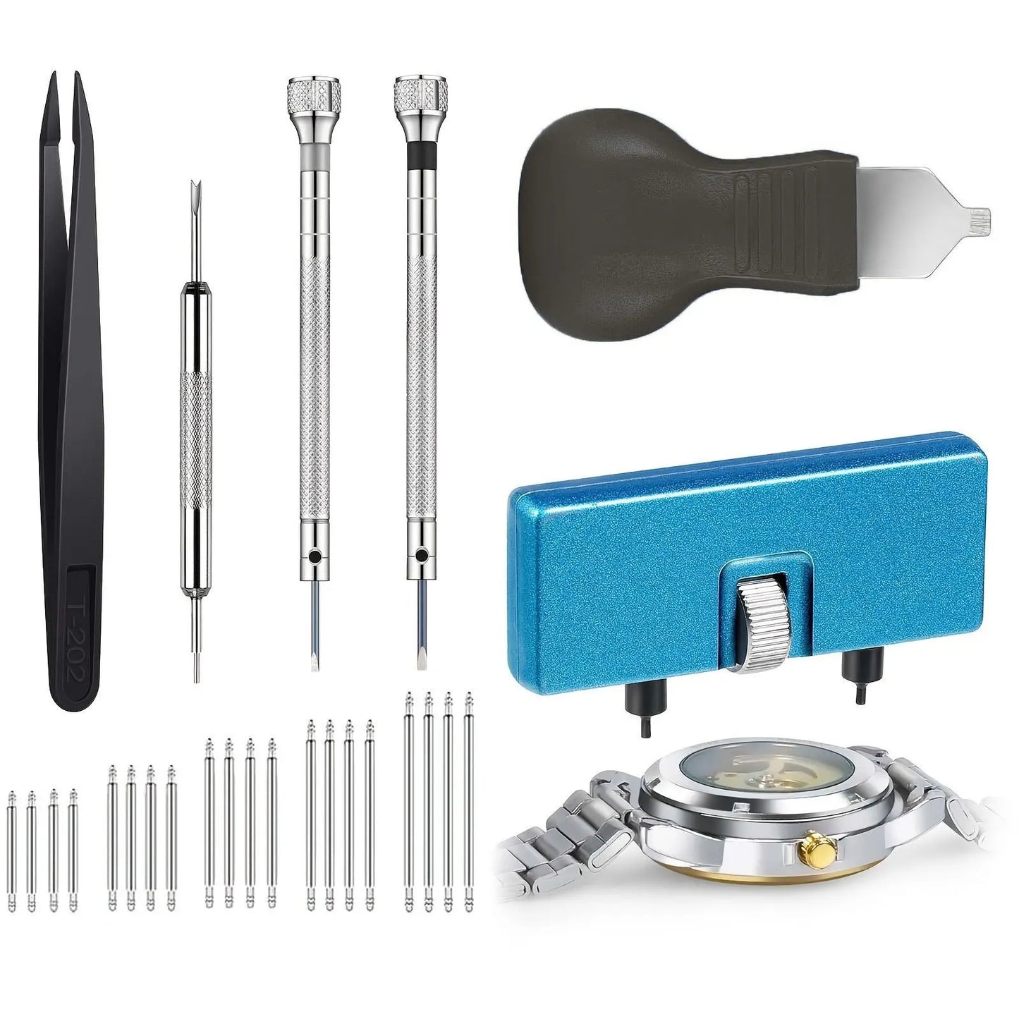 26PCS Watchband Adjustment & Repair Tool Kit — Portable Back Cover Opener Set for Professional Watchmakers