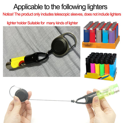 Silicone Lighter Protective Cover with Retractable Keychain - Regular Size Lighter Holder Sleeve Clip for Smoking Accessories - 1 Piece