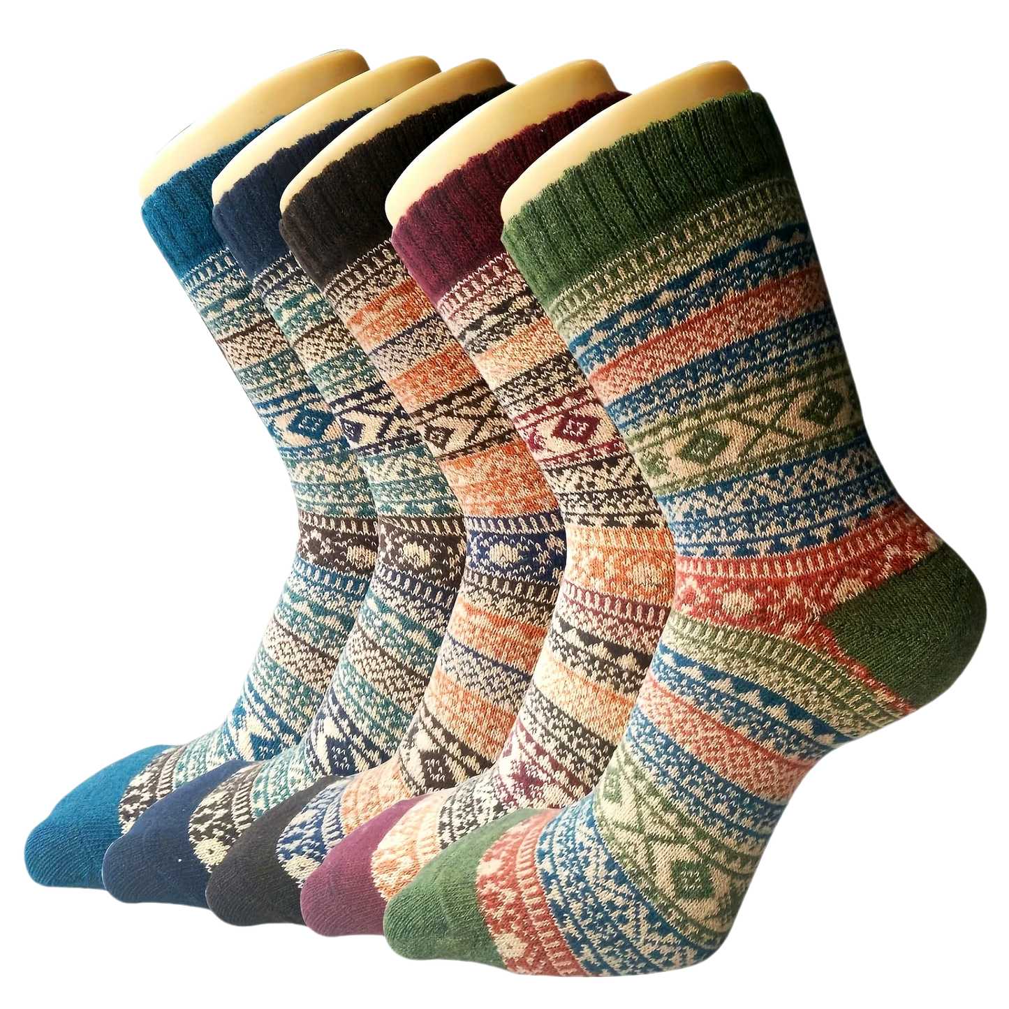 5 Pairs Women’s Warm Wool Socks – Soft Mid-Length Autumn Winter Cashmere Anti-Freeze Socks
