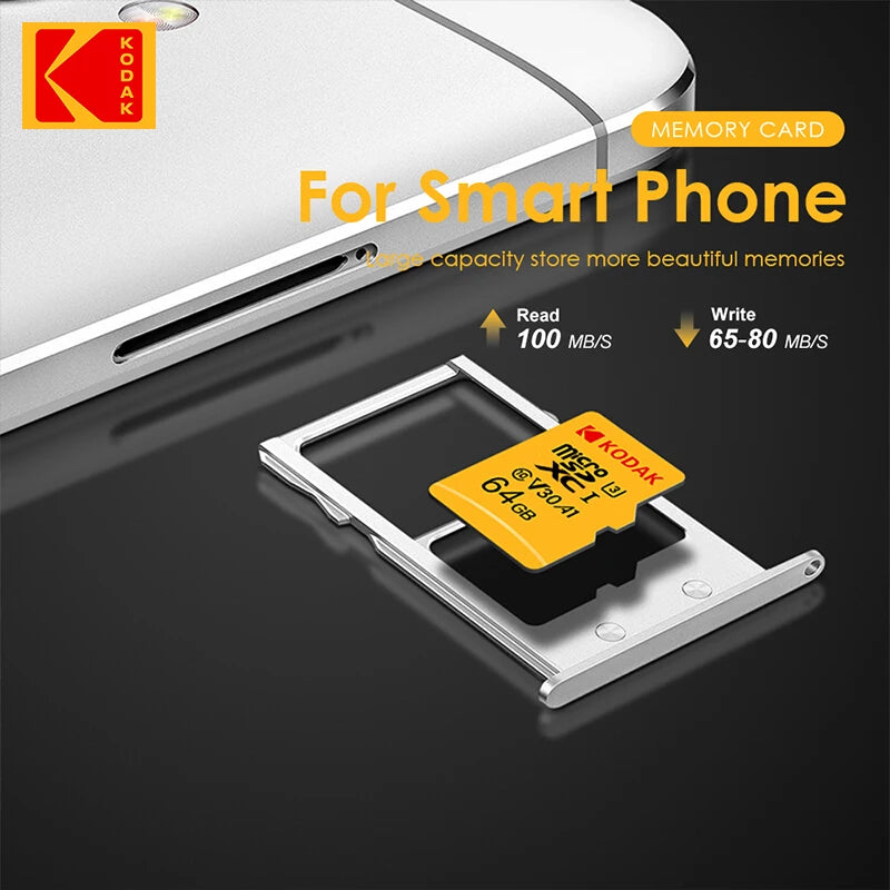 Original KODAK Micro SD Card — 32GB/64GB/128GB/256GB UHS-I U3 4K Storage