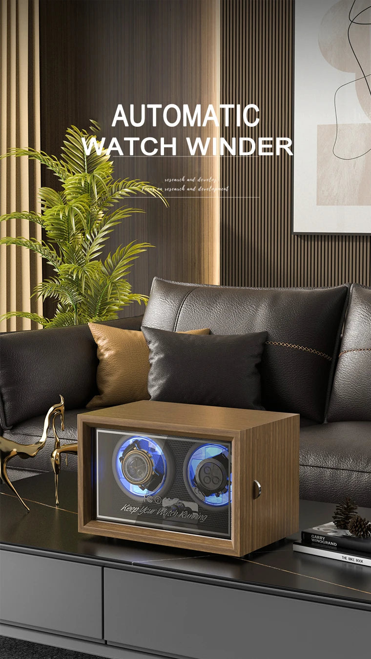 IBBETON Luxury Wood Watch Winder – High-End Automatic Watch Box (2/4/6 Slots) with Mabuchi Mute Motor & Storage Cabinet