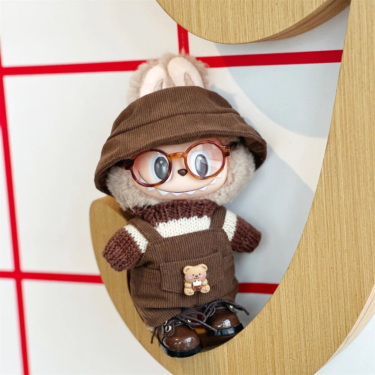 17cm Labubu Plush Doll Clothes – Macaron Outfit, Hair Accessories, DIY Clothing for V1 V2 Dolls & Kids Gift