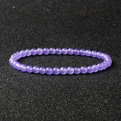 4mm Natural Stone Bead Stretch Bracelet for Men & Women – Agate Lava Handmade Reiki Crystal Jewelry