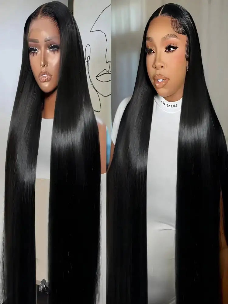 46-50 Inch HD Transparent Lace Front Wig – 13x4 & 13x6 Bone Straight, 200% Density Brazilian Human Hair for Women