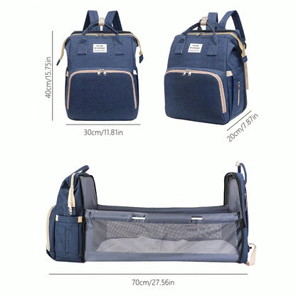 Foldable Bed Diaper Bag with Changing Station - Insulated Pocket, Large Capacity, Multifunctional Double Shoulder Mommy Bag
