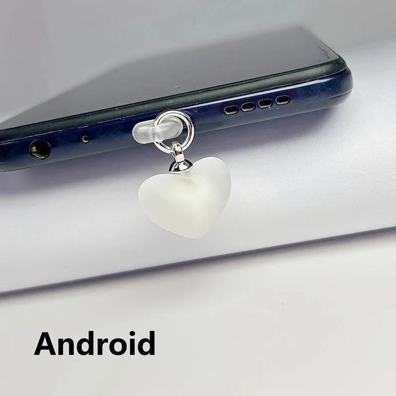 Heart-Shaped Phone Dust Plug Pendant - Universal iPhone/Type-C Accessory for Protection & Style
