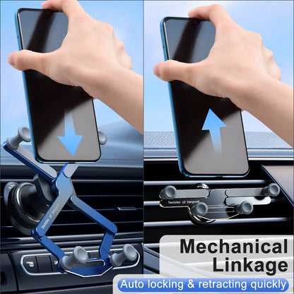 360 Degree Rotatable Alloy Car Phone Holder - Invisible Gravity Mount for Air Vent and Dashboard GPS Support