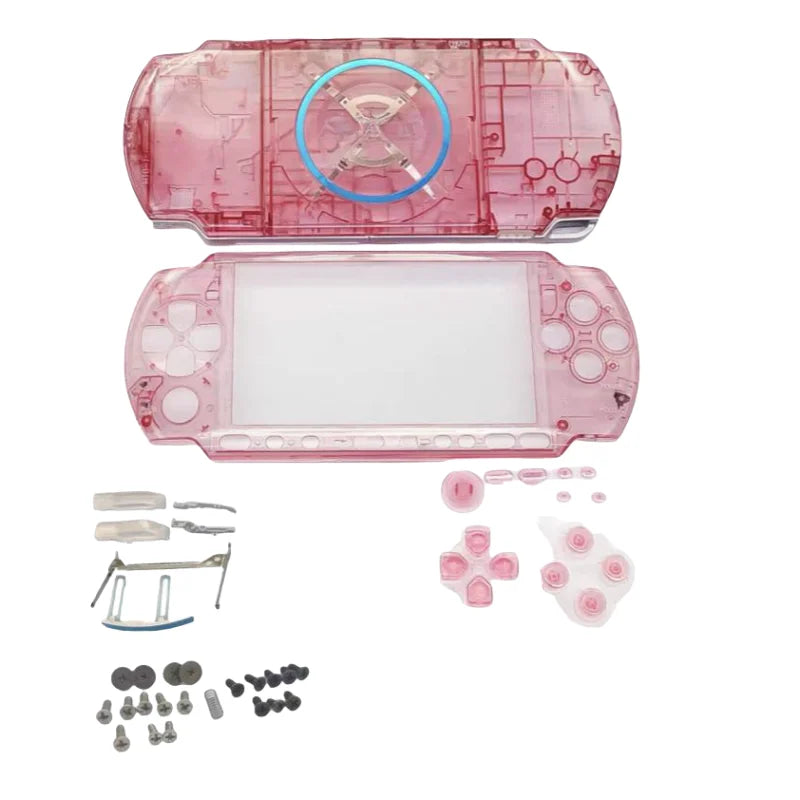 Clear Green Replacement Shell for PSP 3000/3001/3002/3003 – Front & Back Faceplate Cover with Repair Buttons & Stickers