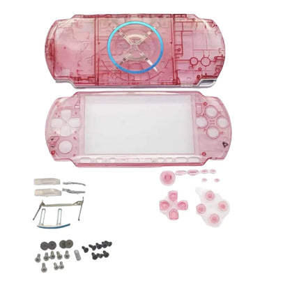 Clear Green Replacement Shell for PSP 3000/3001/3002/3003 – Front & Back Faceplate Cover with Repair Buttons & Stickers